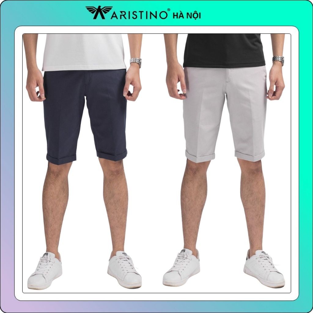 Quần short kaki nam ARISTINO kéo khóa - reguler-aso053s8