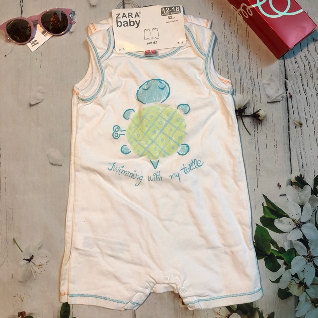 Set 2 bodysuit đùi rùa Zara_size 12-18m 18-24m_hàng chính hãng Anh