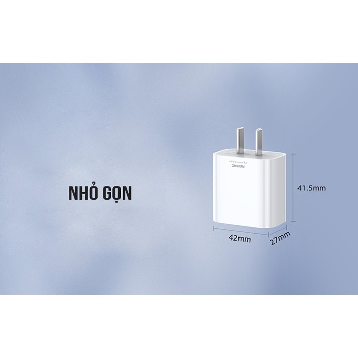 Củ sạc nhanh Type C 20W siêu nhanh Remax RP-U68 cho iphone 12