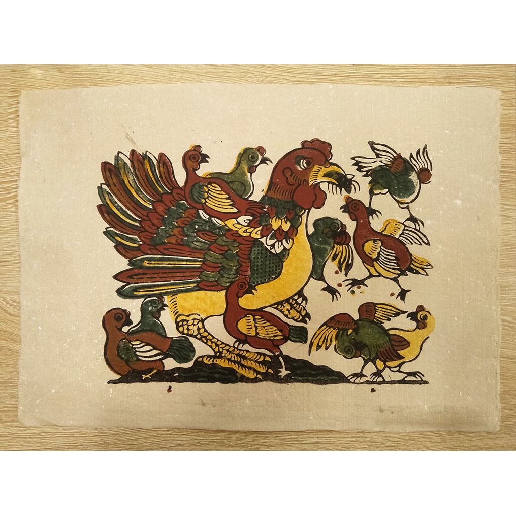 Tranh Dân Gian Đông Hồ - Tranh Đông Hồ Gà Đàn