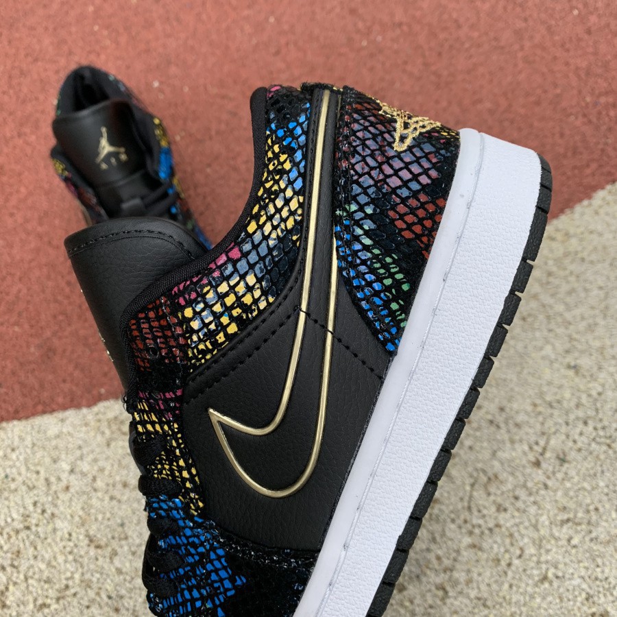 Đôi Air Jordan 1 Low WMNS “BHM” AJ1 Mới 2020 Cánh bay mạ vàng Serpentine CW5580-001