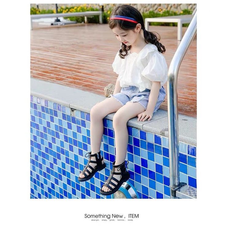 Giày Sandal chiến binh bé gái - Sandal bé gái cao cổ phong cách Hàn Quốc chất da PU siêu mềm êm chân A161