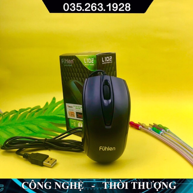 Chuột quang có dây cho máy tính Fuhlen L102 jack usb (đen) đa năng dùng văn phòng làm việc, bảo hành 6 tháng