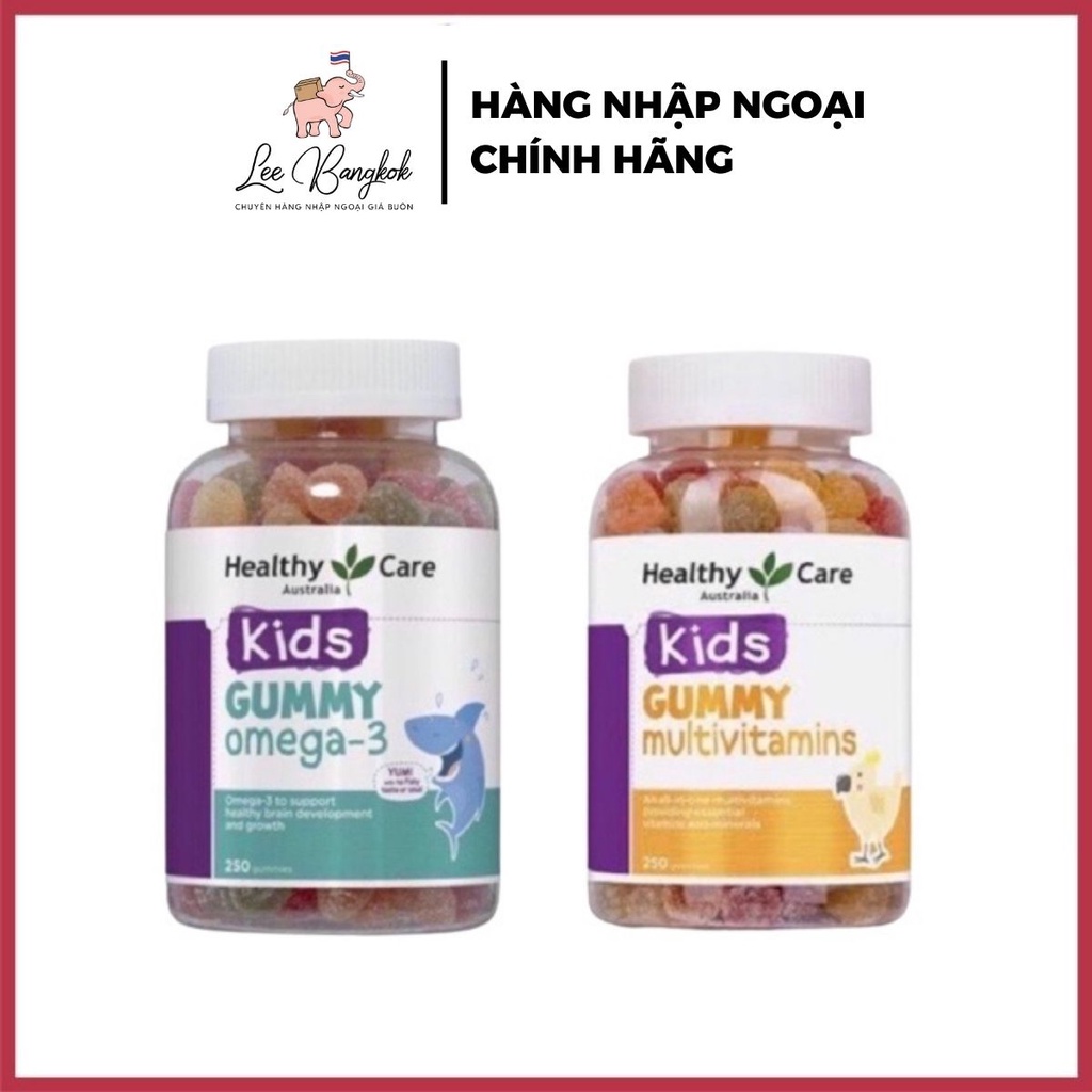 Viên Kẹo Dẻo Kids Gummy Multivitamin / Omega-3 Healthy Care Úc Cung Cấp Đủ Dưỡng Chất Cho Bé 250 Viên Hàng bay Air
