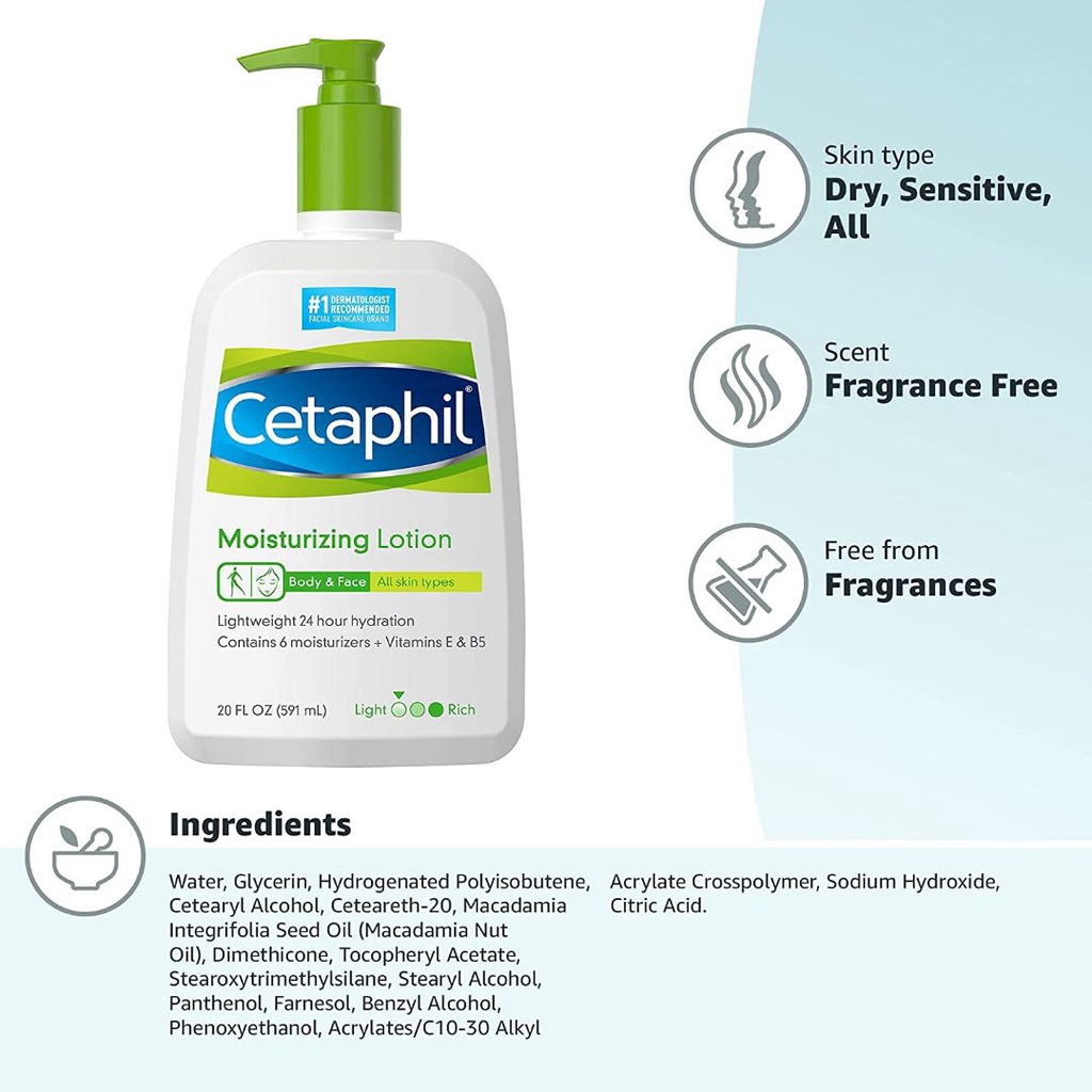 KEM DƯỠNG ẨM Cetaphil DÀNH CHO DA KHÔ - NHẠY CẢM, 591ml (20oz)