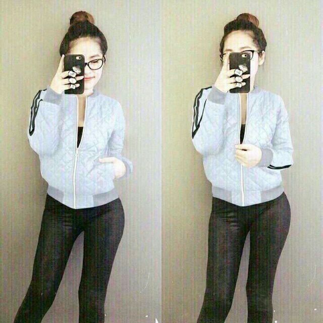 Áo khoác phao dù phối sọc