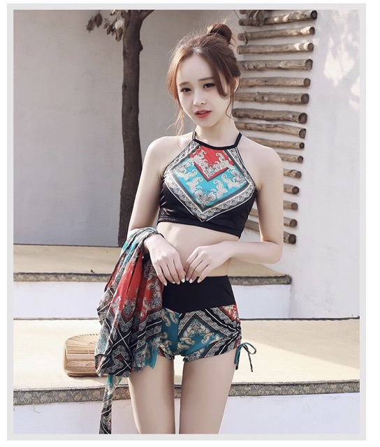 Set bộ bơi 3 chi tiết thổ cẩm cho nữ | BigBuy360 - bigbuy360.vn