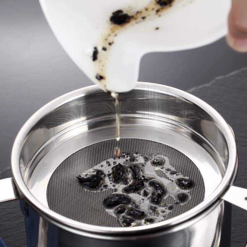 Ca lọc dầu ăn bằng inox cao cấp, bình đựng dầu ăn có khay lọc, cốc lọc dầu sau khi chiên rán
