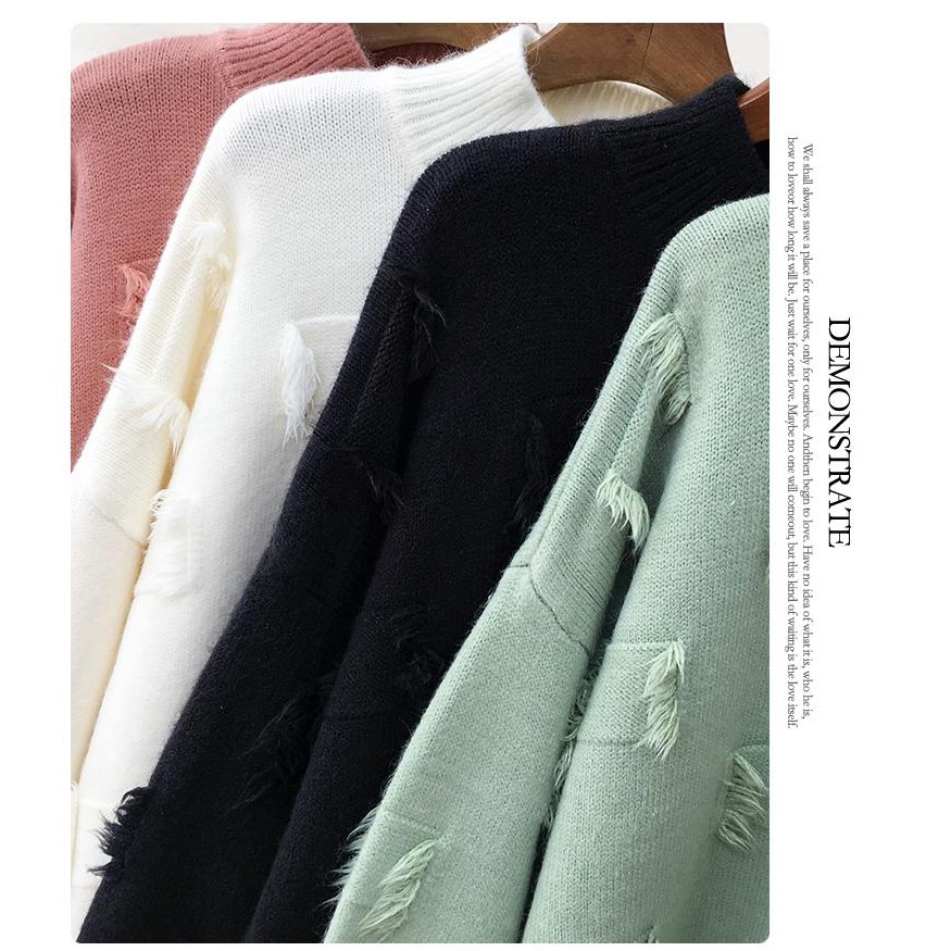 Áo len thời trang nữ họa tiết vá cực yêu Style Hàn Quốc C074