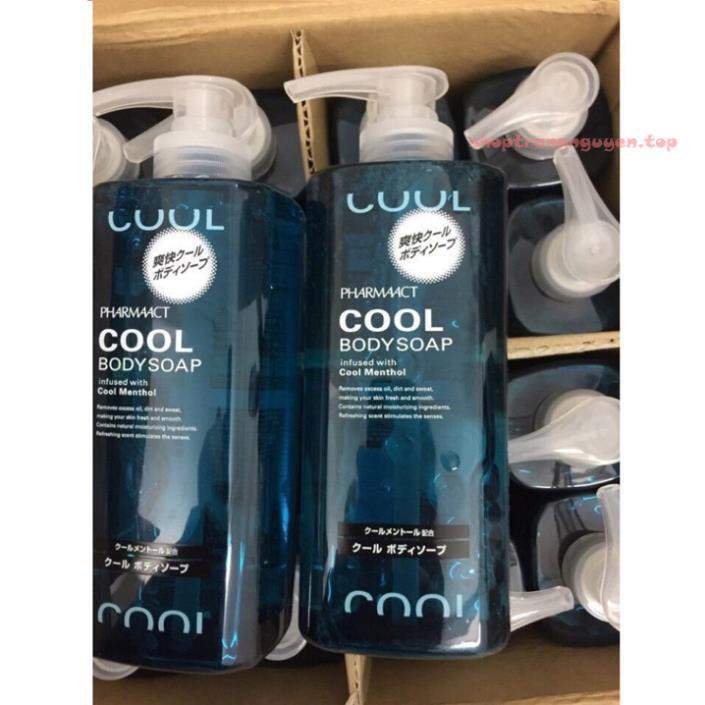 Sữa tắm cho nam Cool Body Soap Pharmaact Nhật Bản 600ml hương bạc hà mát lạnh