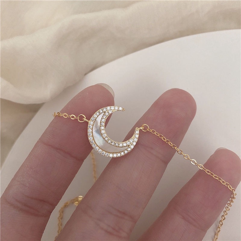 Vòng cổ Hình Mặt Trăng Mạ Bạc Đính Đá Thời Trang Cho Nữ