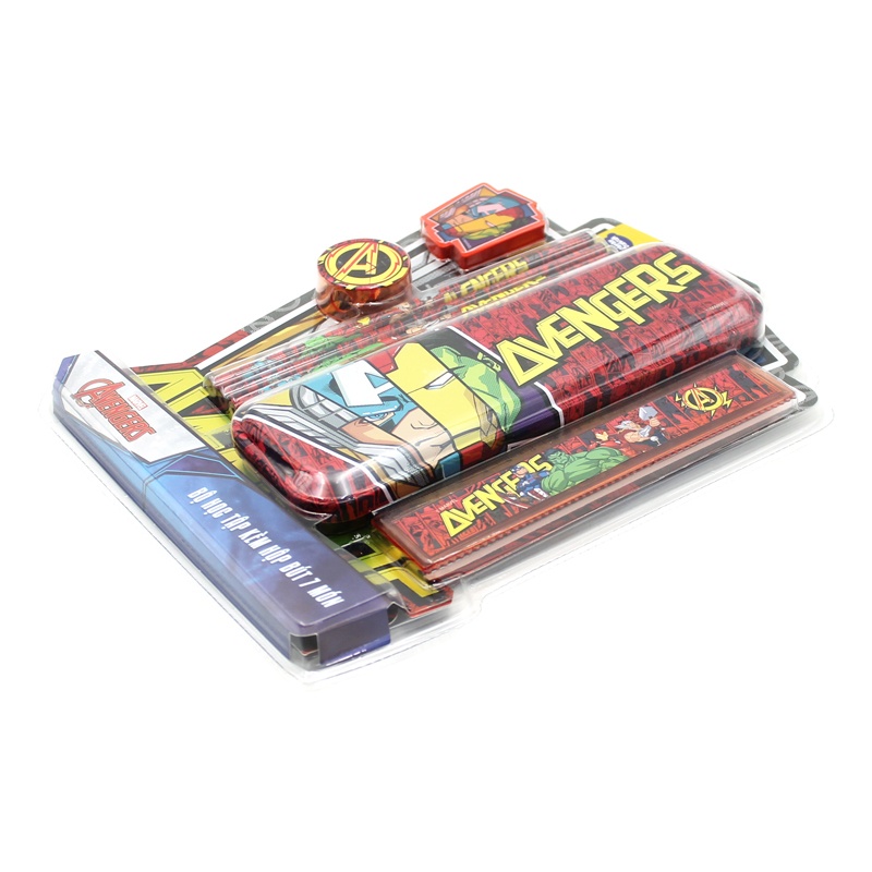 Bộ Dụng Cụ Học Tập 7 Món Kèm Hộp Bút Marvel Avengers - HooHooHaHa® VPH12-1202