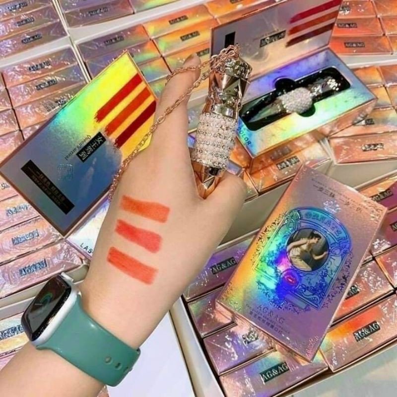 Thỏi son đen AGAG 3 màu trong 1 cây nội địa hàng hot