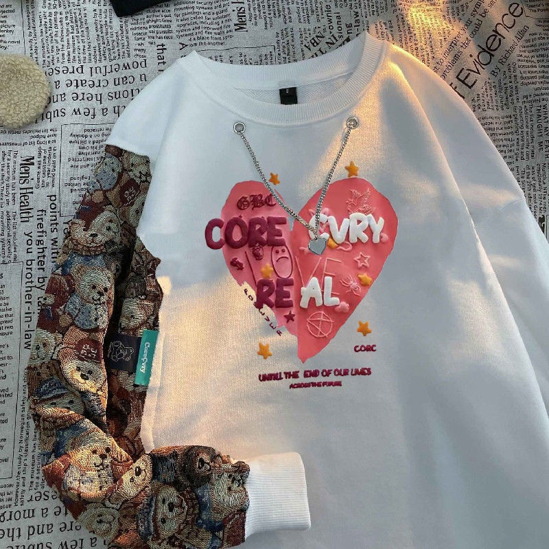 Áo Sweater Mỏng Tay Dài Dáng Rộng In Hình Gấu Thời Trang 2022