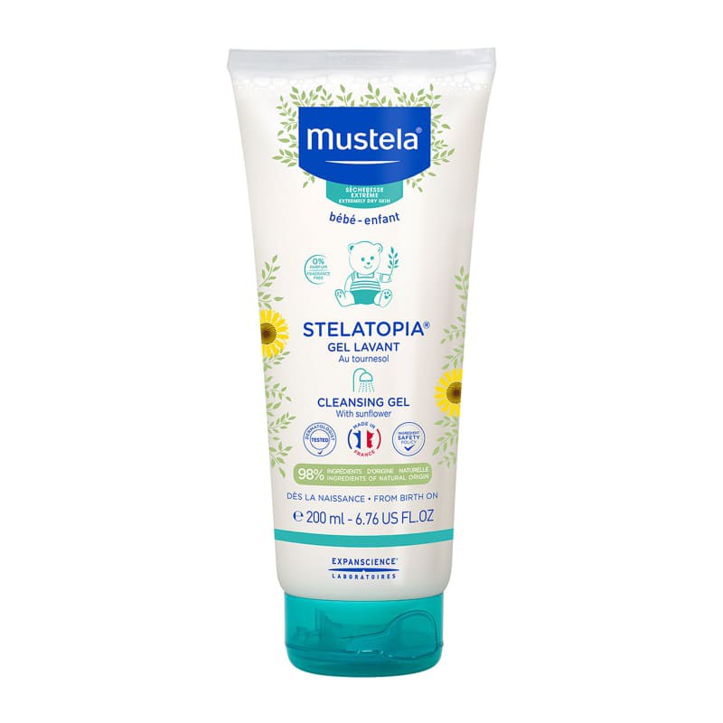 Gel Tắm Gội Cho Trẻ Sơ Sinh & Em Bé Da Chàm Thể Tạng Mustela Stelatopia Cleansing Gel 200ml