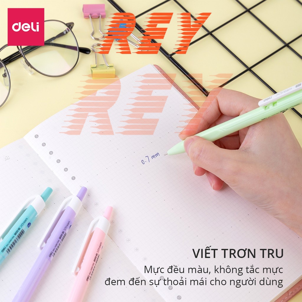 [Giá sỉ] COMBO 10 bút bi Xtream - Arrow vỏ nhiều màu 0.7mm Deli