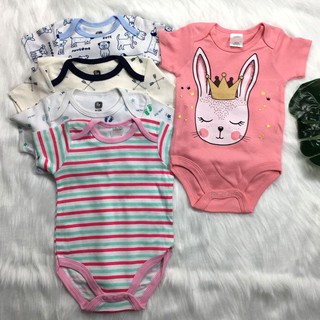 Bộ Bodysuit cộc tay chất cotton cho bé trai, bé gái từ 0-8kg(hình in thay đổi theo lô hàng)