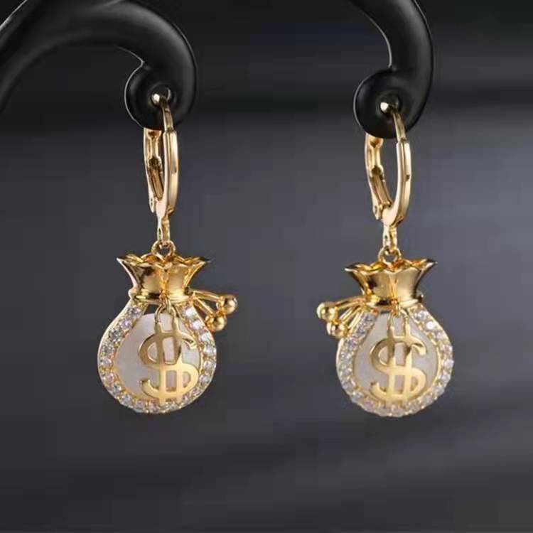 Khuyên Tai Đính Đá Opal Phong Cách Hàn Quốc