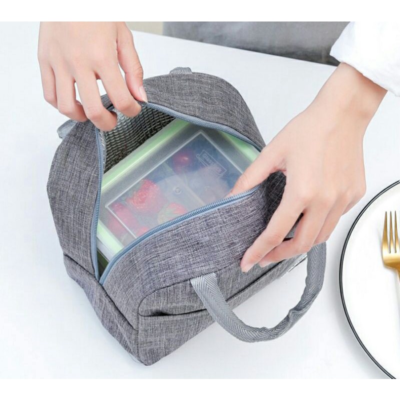 Túi giữ nhiệt đựng đồ kiểu nhật,mang cơm đựng hộp thức ăn gọn gàng không bay hơi, quai cầm tiện dụng ( In Một Mầu) | BigBuy360 - bigbuy360.vn