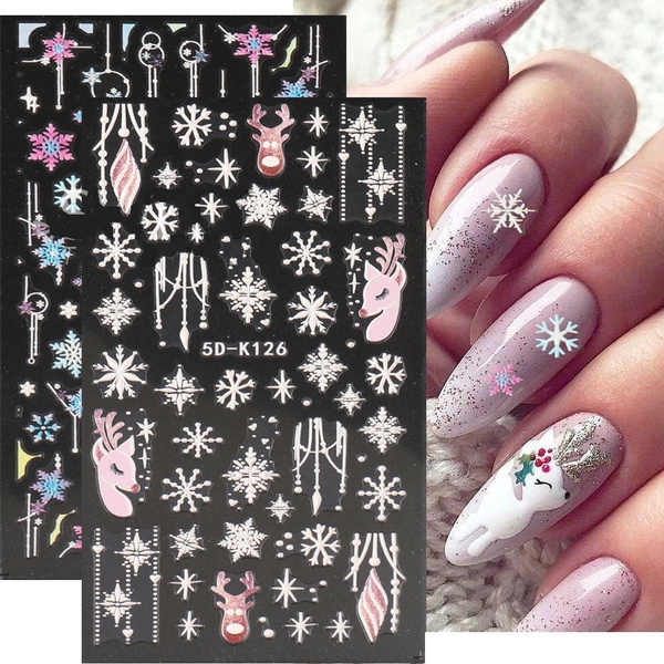 Miếng Dán Trang Trí Móng Tay 5D Hình Hoa Hồng Lãng Mạn