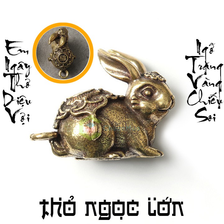 Móc Khóa Đồng Tuổi Mão Đúc Nguyên Khối ( Phong thuỷ tuổi Mão, Tượng Thỏ trang trí tiểu cảnh, hòn Nam Bộ, Sưu tầm,...)