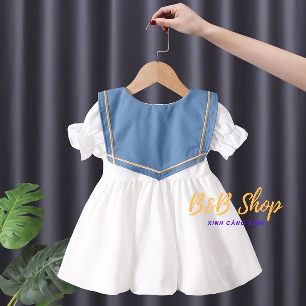 Đầm ThủyThủ Trẻ Em Cao Cấp Váy Thắt  Nơ Lai Bí Phong Cách Thanh Lịch Kiểu Pháp Cho Các Bé Gái Từ 2-8 Tuổi Bao Đổi Trả