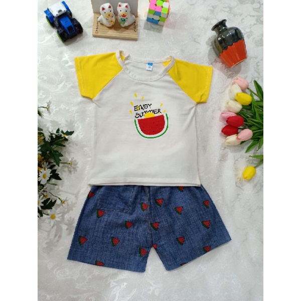 Bộ quần áo bé trai mùa hè loại cao cấp, vải cotton, ảnh và video tự chụp, ảnh sao hàng vậy