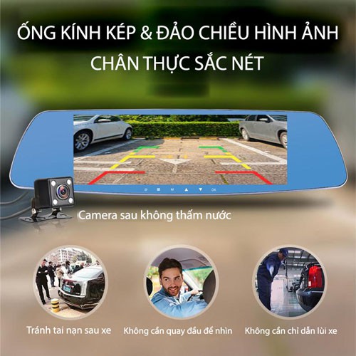[TẶNG THẺ NHỚ 32GB] Camera hành trình Gương Chiếu Hậu ô tô Ekleva 7 Inch Màn Hình Cảm Ứng, Cảm Biến Chuyển Động - BM999 | BigBuy360 - bigbuy360.vn