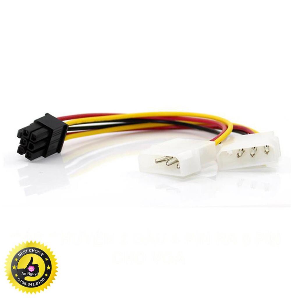 Cáp chuyển 2 đầu nguồn 4 pin ra nguồn 6 pin cho vga _loại tốt