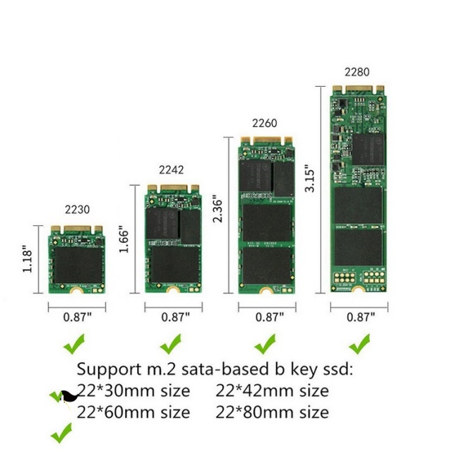 Box ổ cứng SSD M.2 SATA | USB 3.1 Type-C | Giao thức B-Key | Kèm Cáp | BigBuy360 - bigbuy360.vn