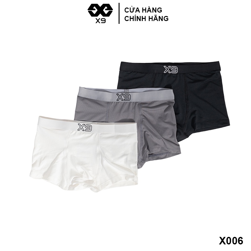 Combo 3 Quần Lót Nam Boxer Trunk Kháng Khuẩn Cotton Co Giãn Thoáng Mát - Thương Hiệu X9 - X006