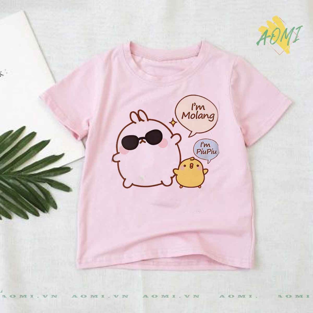 ÁO THUN friend molang vit thỏ cute UNISEX PHÔNG HỒNG TAY NGẮN NAM NỮ GIA ĐÌNH CẶP ĐÔI SIZE TRẺ EM BÉ TRAI GÁI AOMIVN