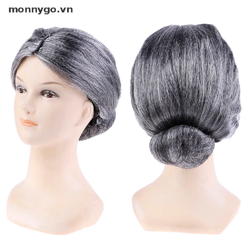 Búi Tóc Giả Màu Xám Hóa Trang Bà Già Vn