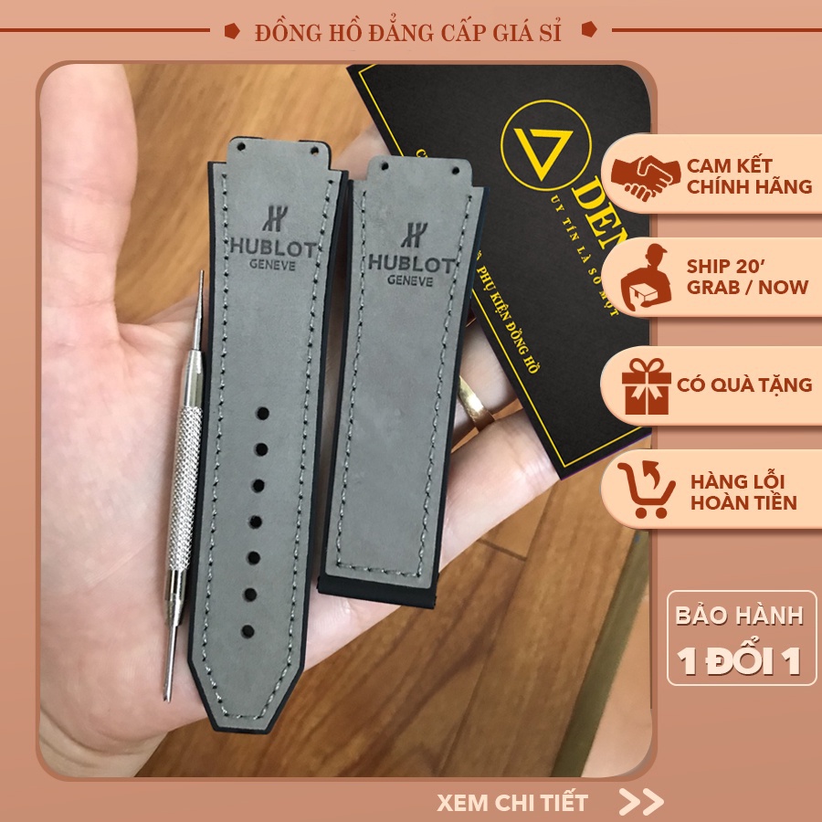 Dây đồng hồ Hublot da lộn chính hãng size 19 25 22