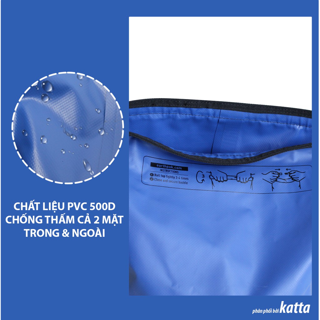 Balo đi phượt, leo núi, du lịch chống thấm nước 500D PVC có đai trợ lực ngực Made in Vietnam_Katta_V01_PK160