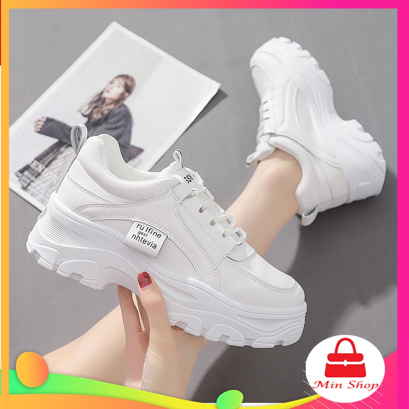 GIÀY SNEAKER NỮ TRẮNG RUFINE ĐẾ CAO 5CM KIỂU DÁNG HÀN QUỐC MẪU HOT G 80