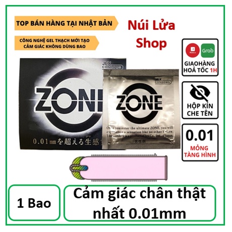 Bao cao su 0.01 Jex Zone Condom siêu mỏng trơn Nhật Bản - Hộp 1 cái