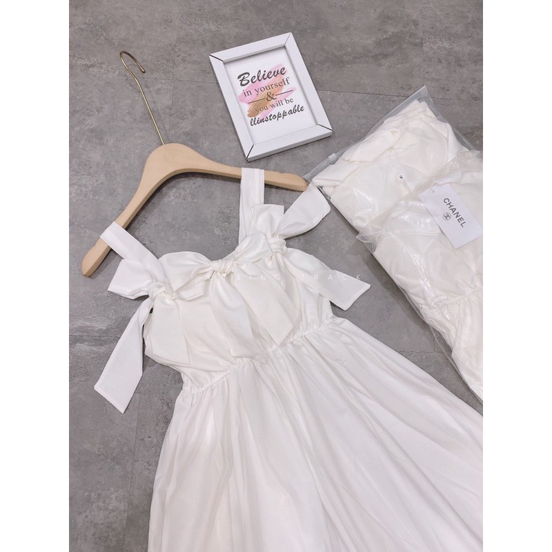 [Siêu Hot] Váy 2 Dây Trắng Nơ Ngực  Dáng Xoè, Đầm Nữ Trắng Bánh Bèo Siêu Xinh Có Ảnh Thật Kèm Video | BigBuy360 - bigbuy360.vn