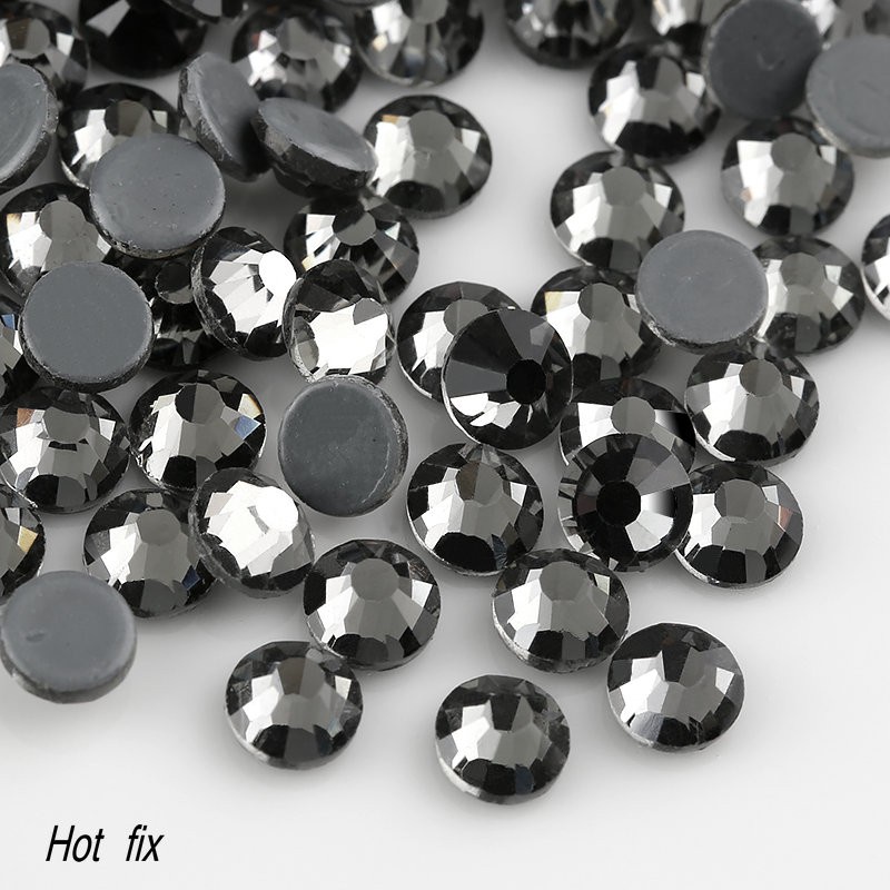 Set 1440 Viên Đá Thủy Tinh Màu Xám / Đen SS16 SS20 Dùng Trang Trí Quần Áo Đám Cưới
