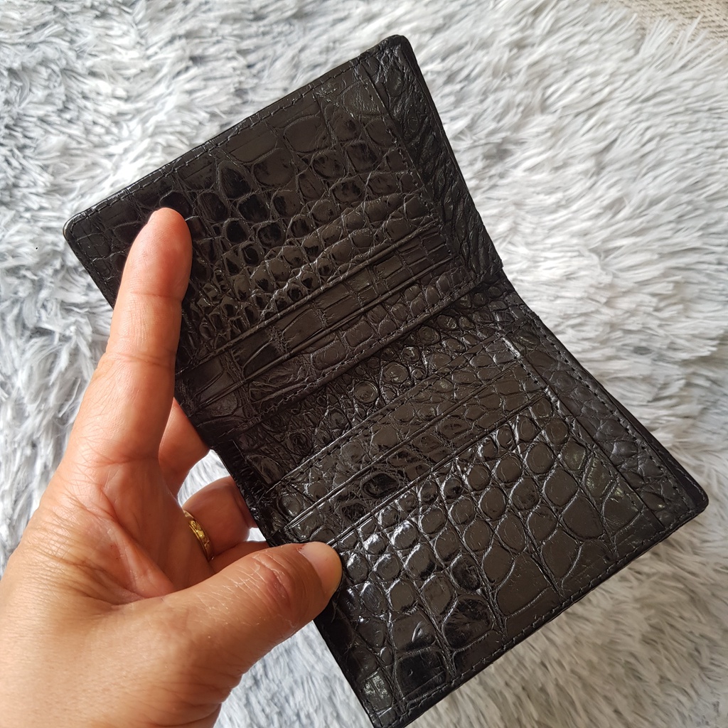 Ví Cá Sấu Dáng Đứng, Màu Nâu Cafe | Ví Da Cá Sấu Gù Lưng 2 Mặt  | Đẳng Cấp Phái Mạnh I Bảo Hành 24 tháng