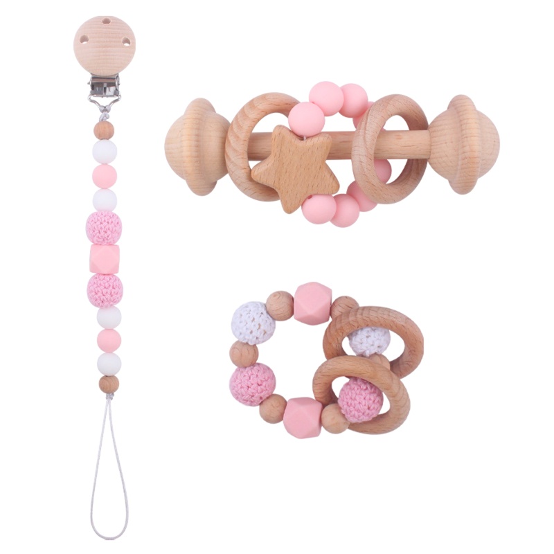 Set 3 Món Gồm Vòng Tay Kẹp Núm Vú Giả + Kẹp Tóc Cho Bé Sơ Sinh