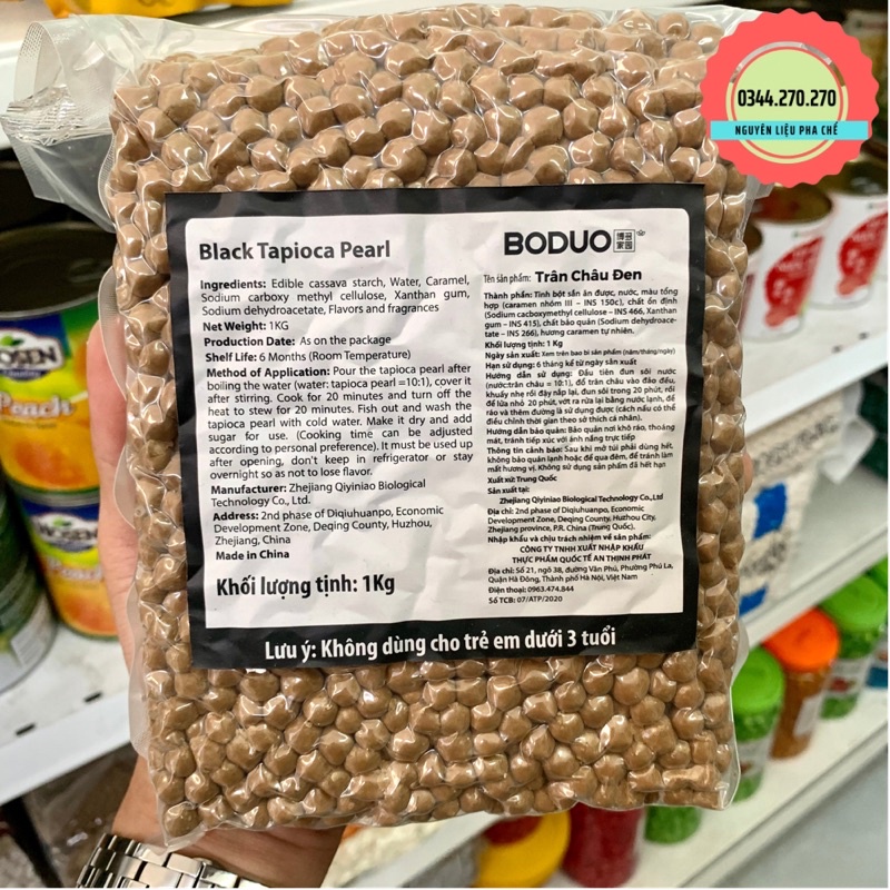 Trân châu đen Boduo Đài Loan - Ngon dẻo, dễ nấu, gói 1kg