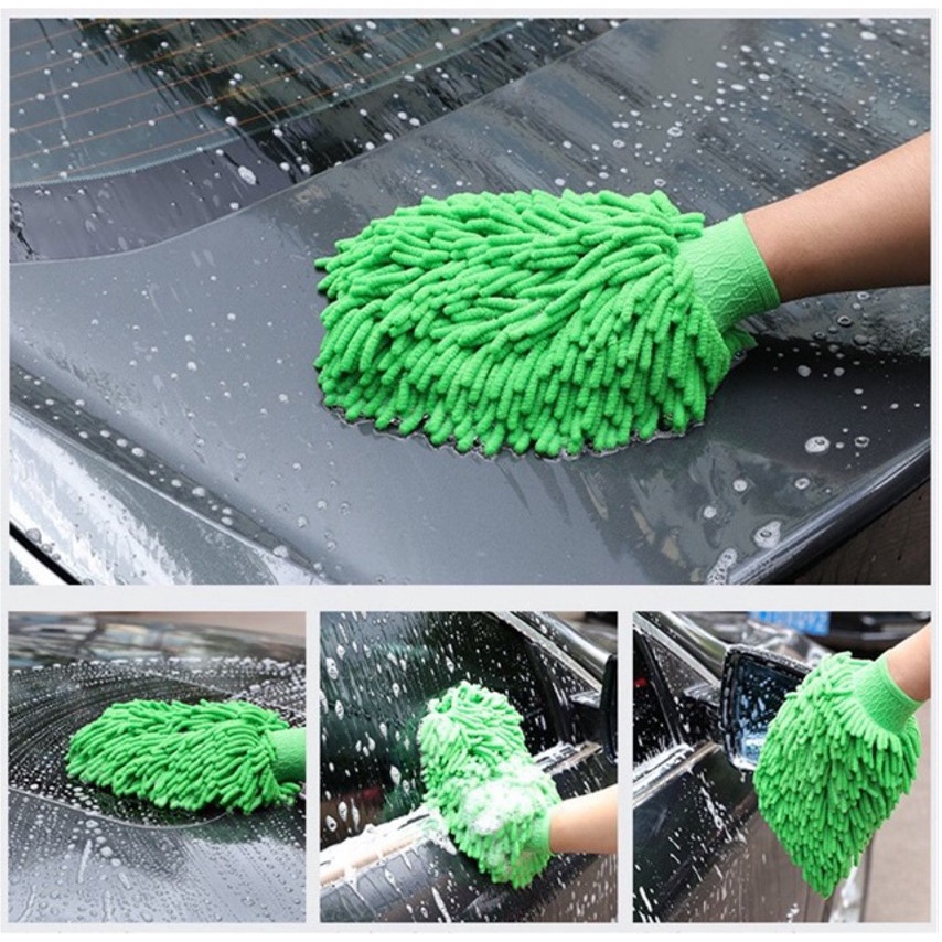 Găng tay rửa xe, bao tay rửa xe đa năng thấm hút tốt giúp lau dọn,cọ rửa ô tô, xe máy, vệ sinh nhà cửa (màu ngẫu nhiên)