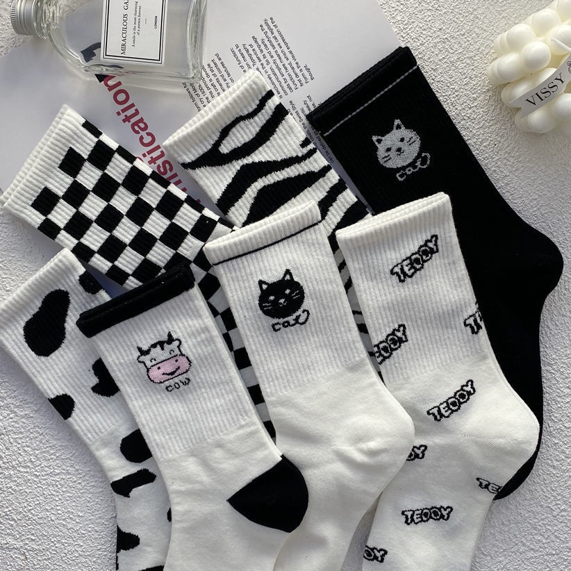 Tất vớ cổ cao phong cách hàn quốc 043 ❤️Free ship❤️ tất cổ cao họa tiết dễ thương mít Store