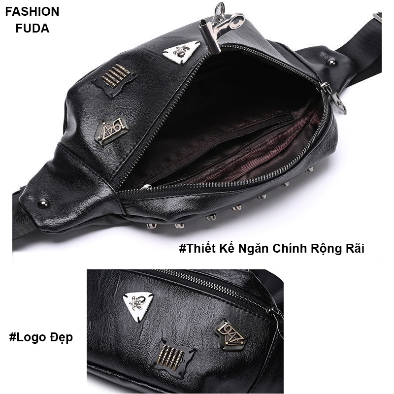 Túi bao tử nam nữ đi chơi cao cấp FUDA túi đeo chéo da nam thời trang unisex đeo vai chống nước