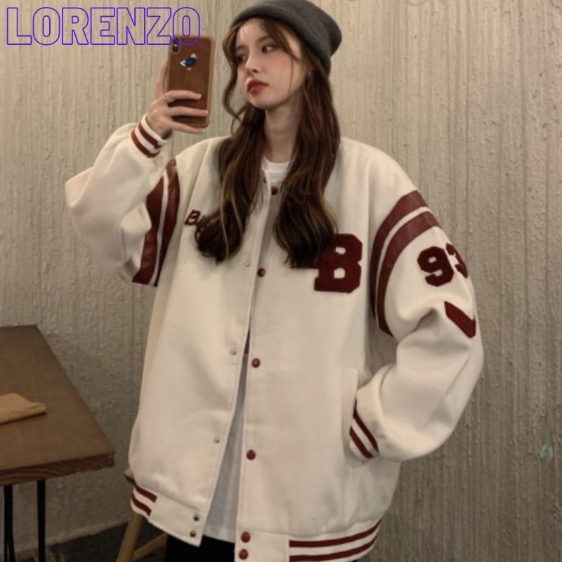 Áo bomber nữ form rộng Áo khoác bomber nữ form rộng nỉ  kiểu bóng chày unisex hàn quốc ulzzang học sinh sinh viên un