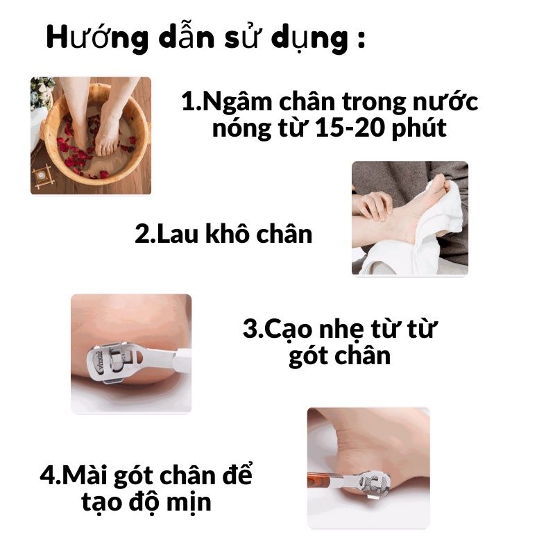 Cây bào nạo gót chân tẩy da chết , dụng cụ mài gót chân 2in1 kèm 20 lưỡi dao tiện lợi