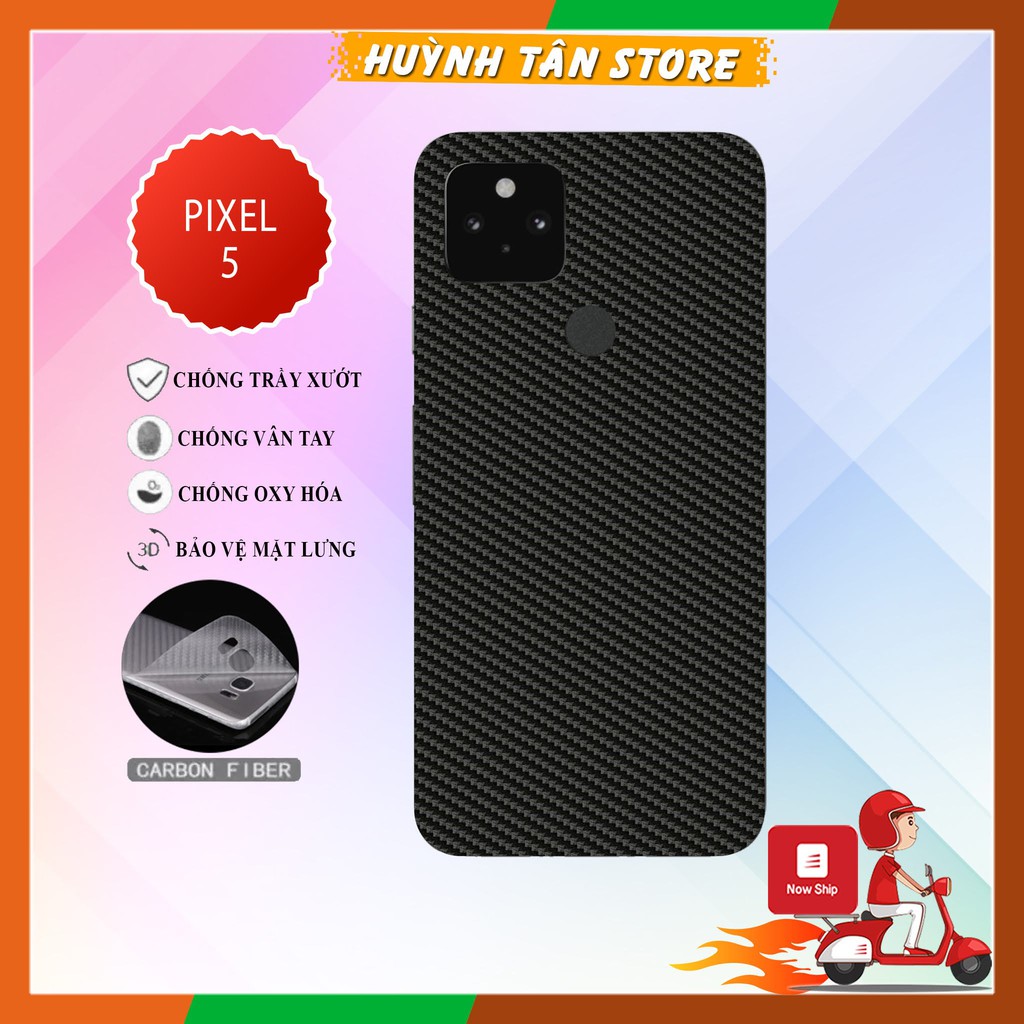 Miếng dán decal carbon mặt sau Pixel 5 chống trầy mặt lưng, chống bám vân tay