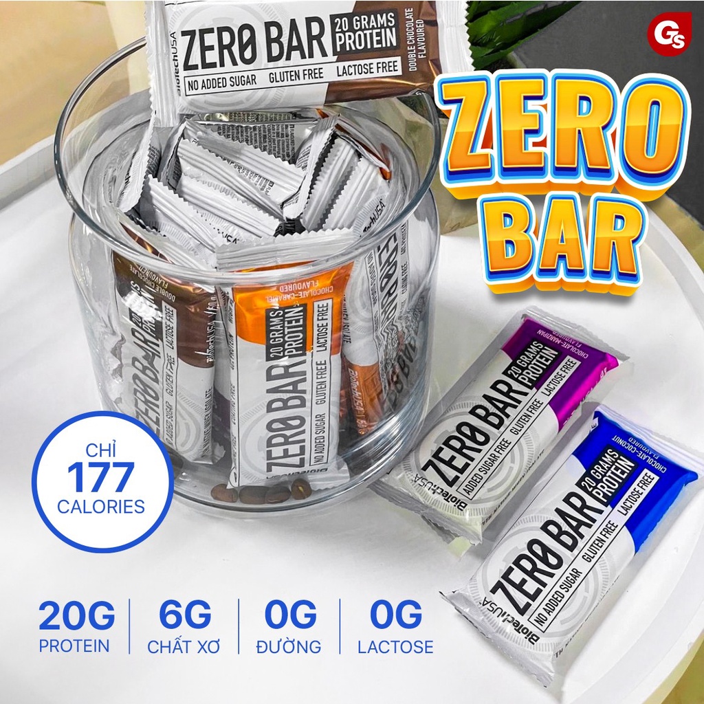 Bánh Protein Biotech USA Zero Bar (50g, 20 bánh) nhập khẩu Mỹ - Gymstore tiện lợi, bổ dưỡng, chống oxy hóa