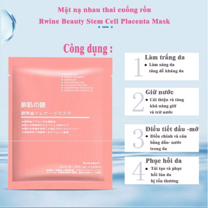 Mặt nạ nhau thai cừu  tế bào gốc Rwine Beauty Stem Cell Placenta Mask, tái tạo và dưỡng trắng da